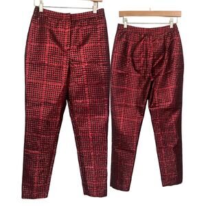 Revolve NBD x Naven Twins Red & Black Metallic High Rise Pants Small